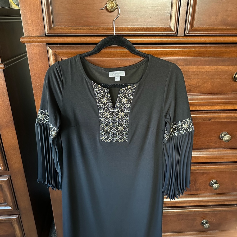 JM Collection Black Dress with Gold Accents